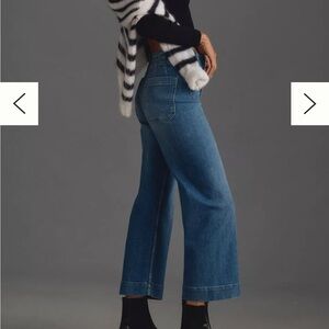 EUC Anthropologie The Colette Cropped High Rise Wide Leg Jeans Denim Maeve Blue